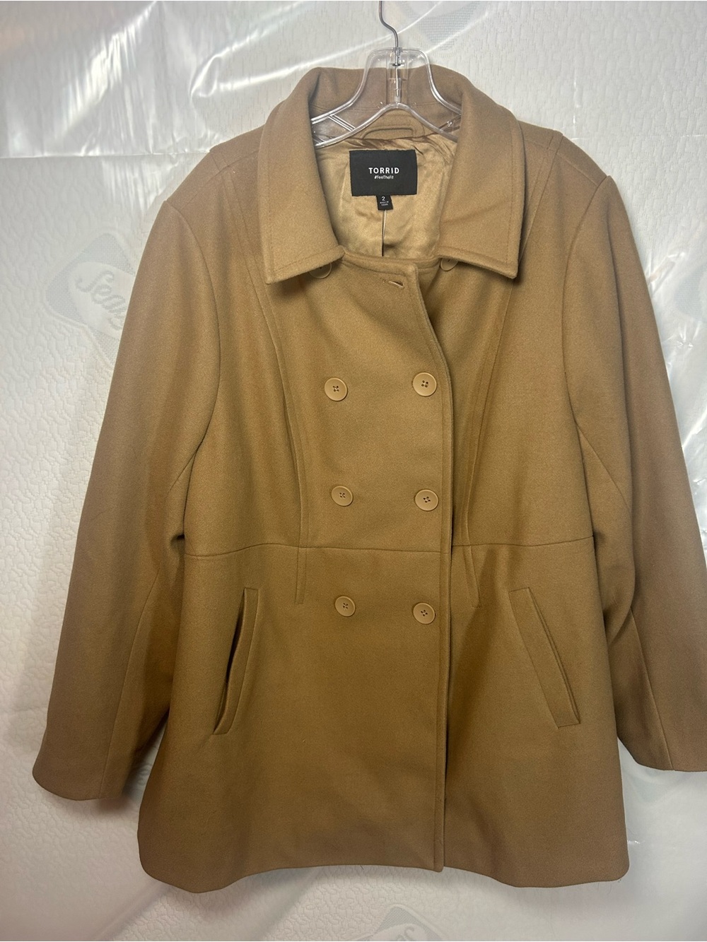 torrid Camel Double-Breasted Peacoat
